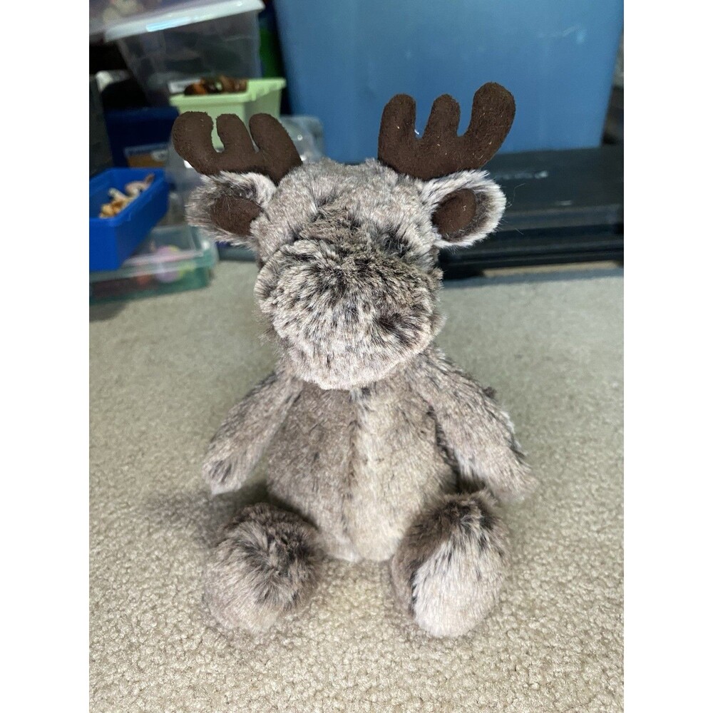 Jellycat Bashful Marty Moose Stuffed Animal Plush Brown Deer Antlers 9"